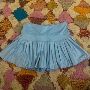 Gold Hinge Pleated Tennis Skirt in Baby Blue